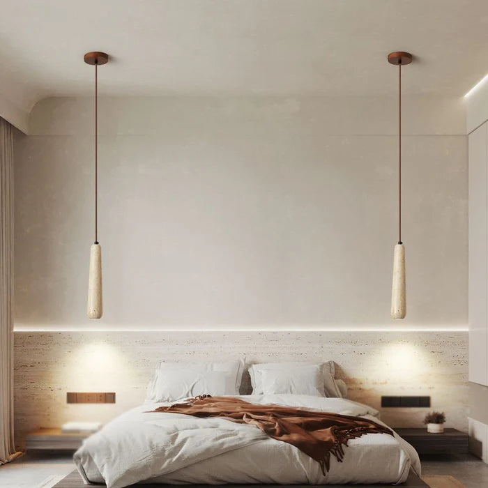 Japandi Travertine Pendant Light 