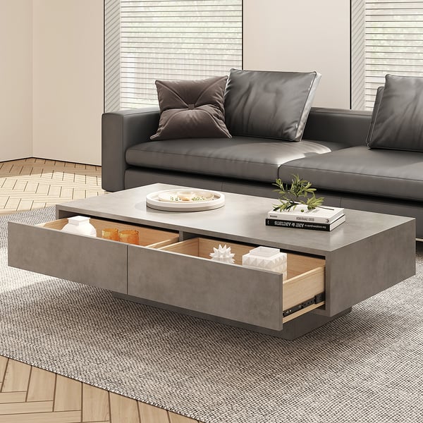 Japandi Concrete Gray Coffee Table