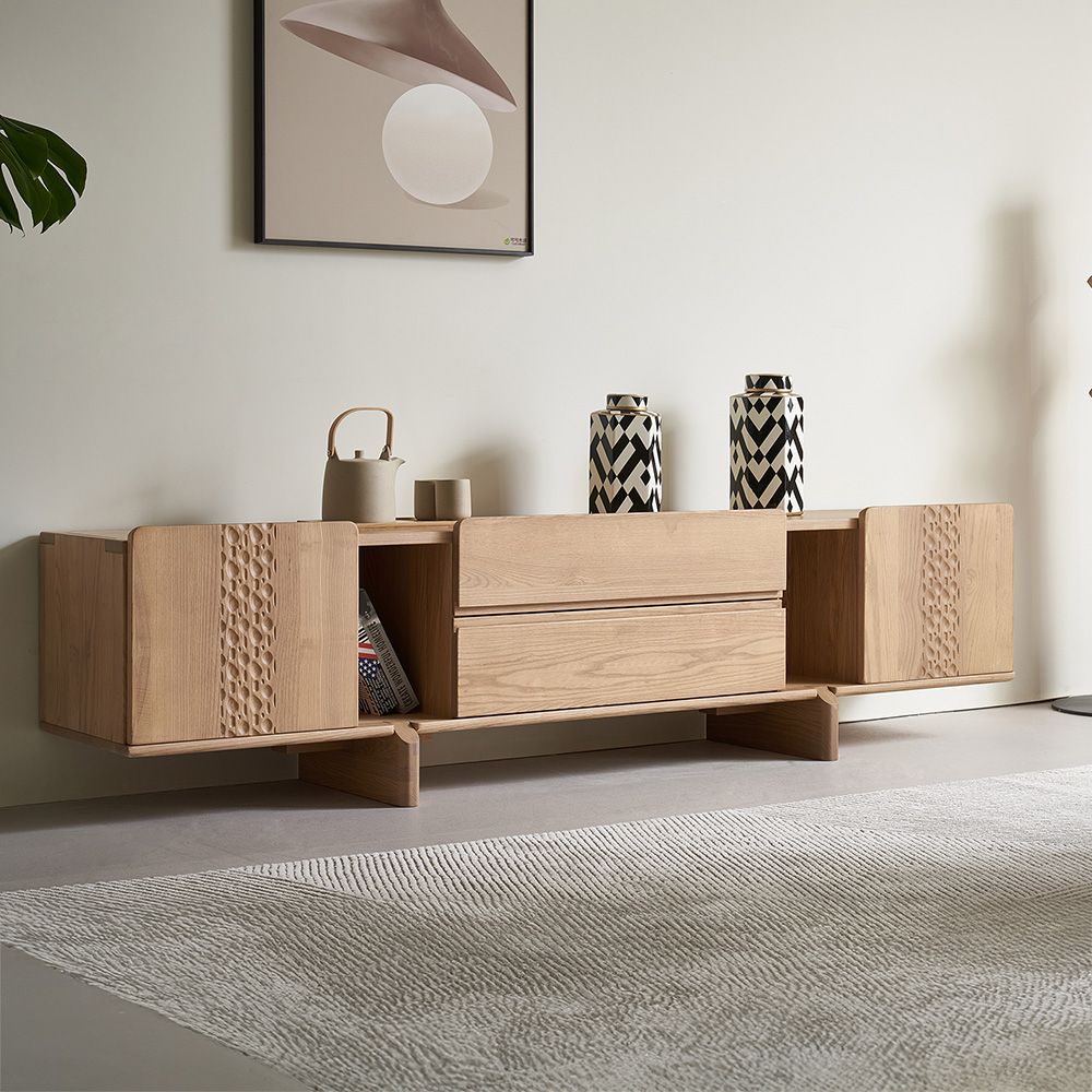 Japandi Ash Solid Wood TV Stand