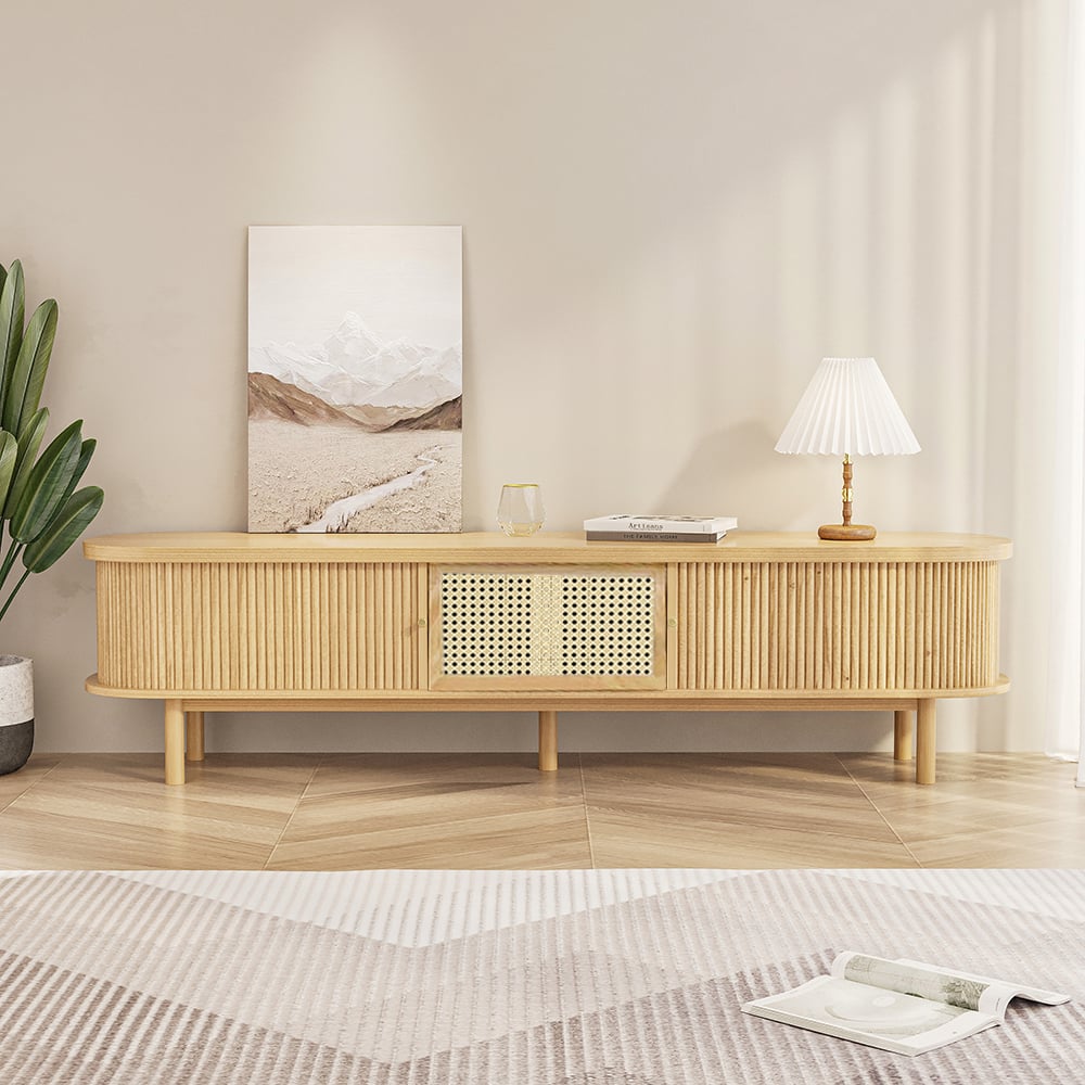 Japandi Rattan TV Stand