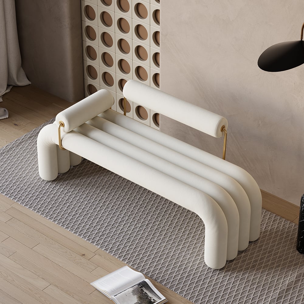 Japandi Modern Velvet Bench