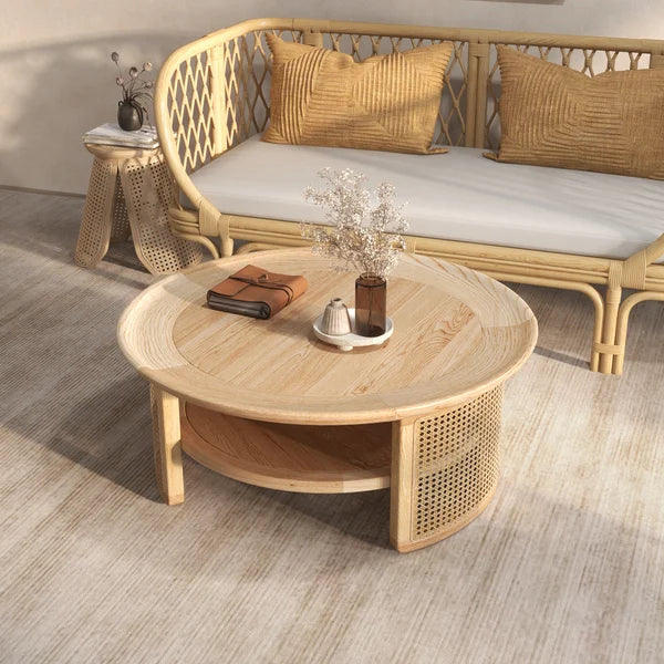 Japandi Round Wood Coffee Table