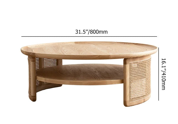 Japandi Round Wood Coffee Table