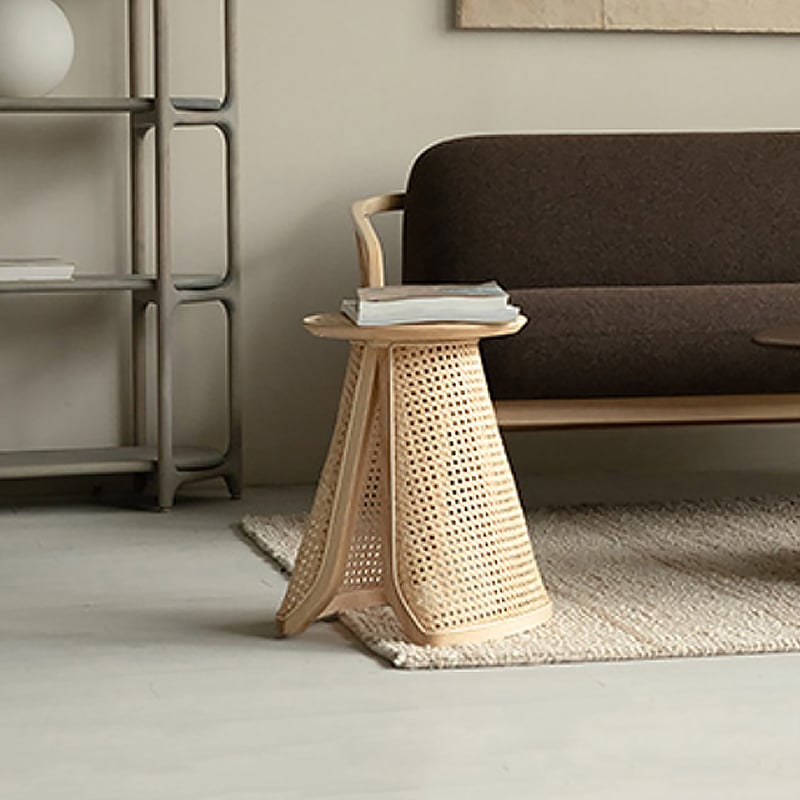 Japandi Rattan Side Table