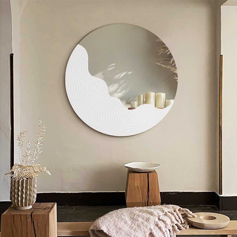 Japandi Round Modern Wall Mirror