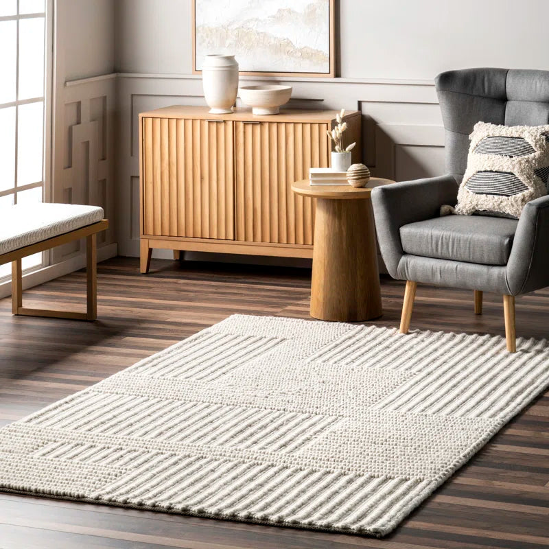 Japandi High-Low Striped Rug