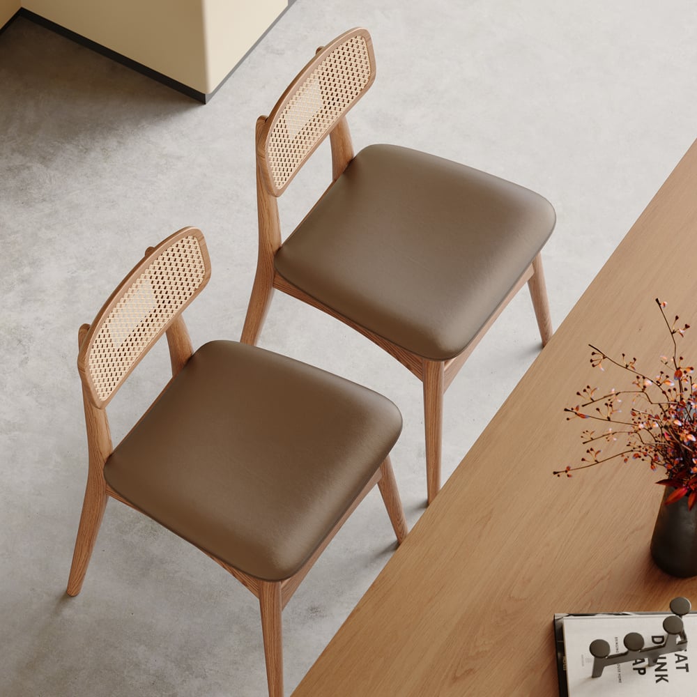 Japandi Faux Leather Chair (x2)