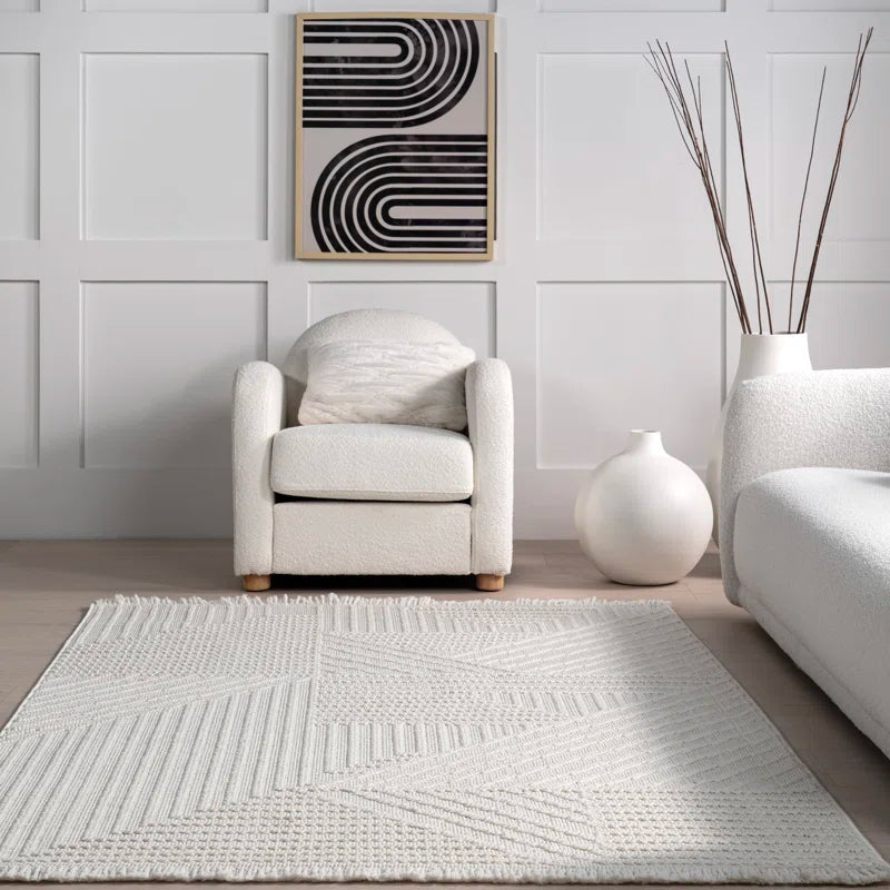 Japandi Geometric Woven Rug