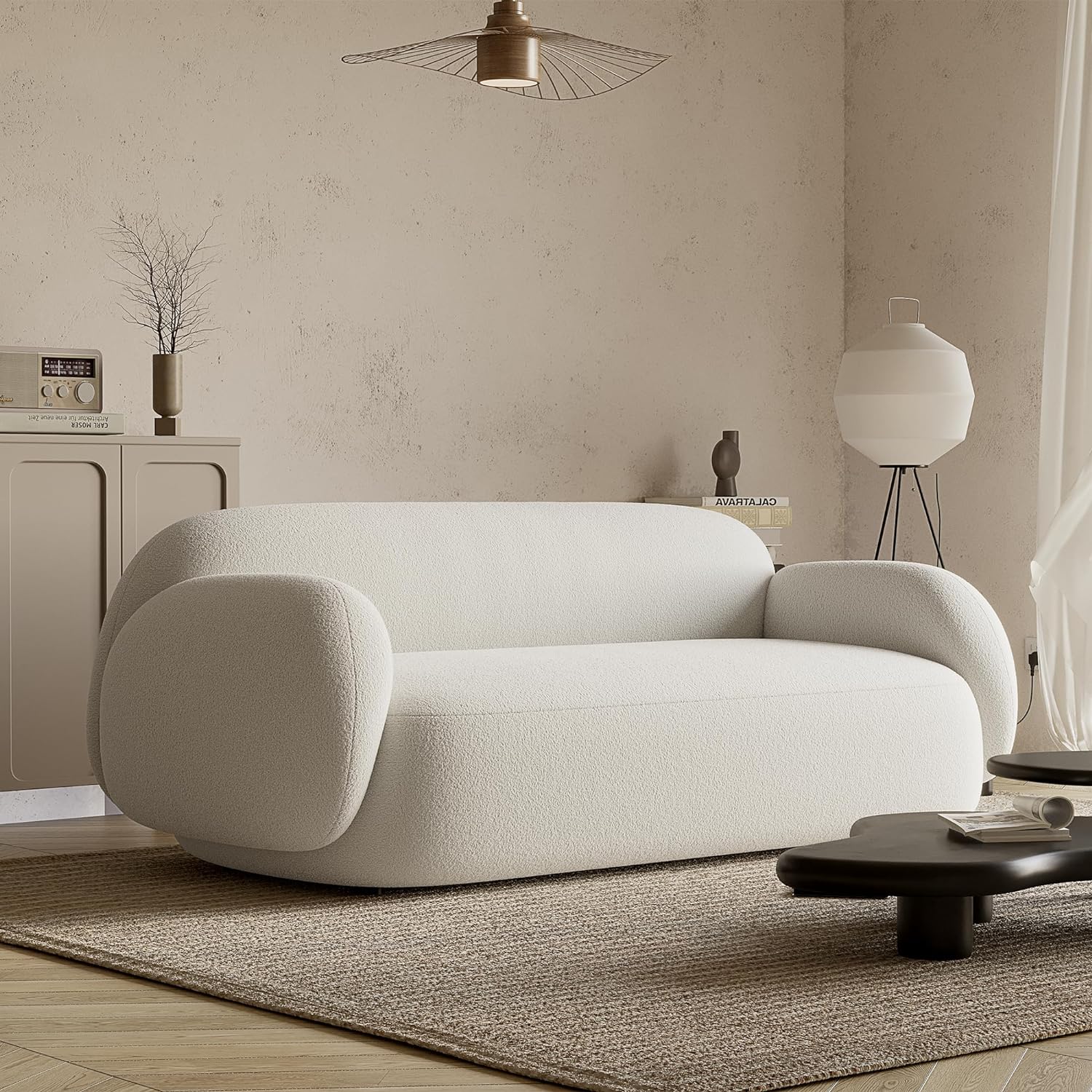 Japandi Boucle Curved Sofa