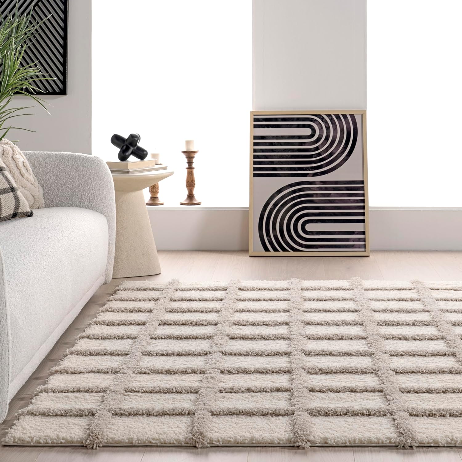 Japandi Checkered Texture Rug