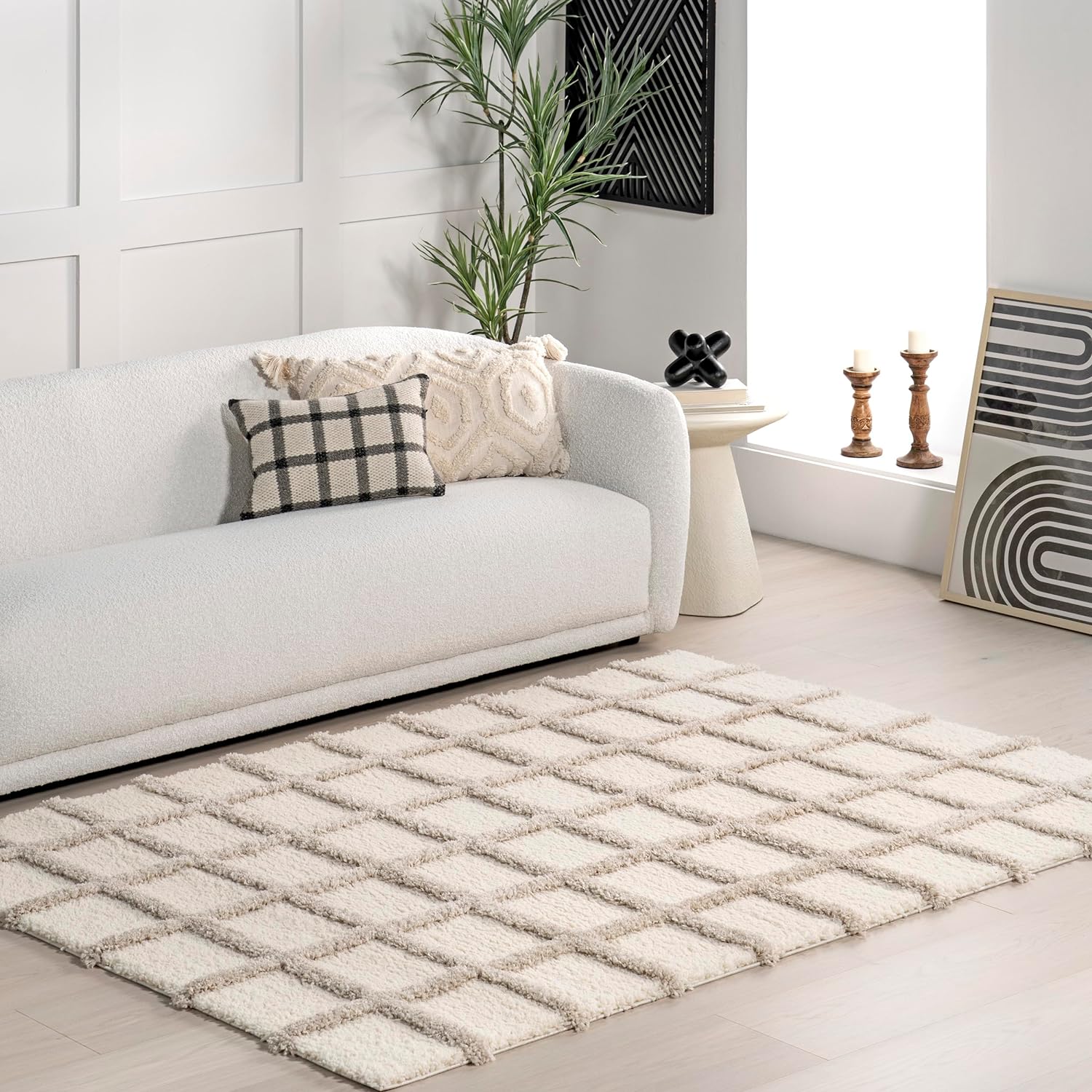 Japandi Checkered Texture Rug