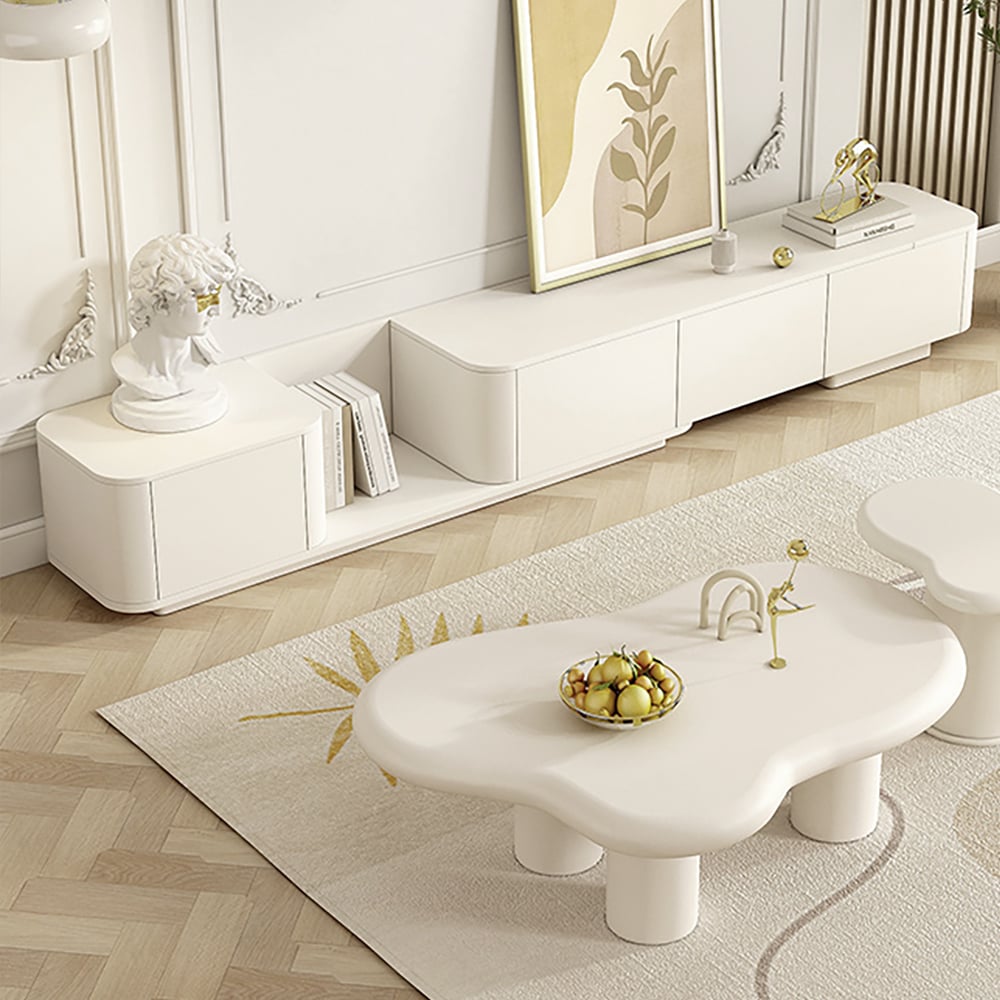 Japandi White TV Stand