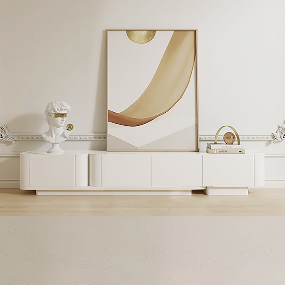 Japandi White TV Stand