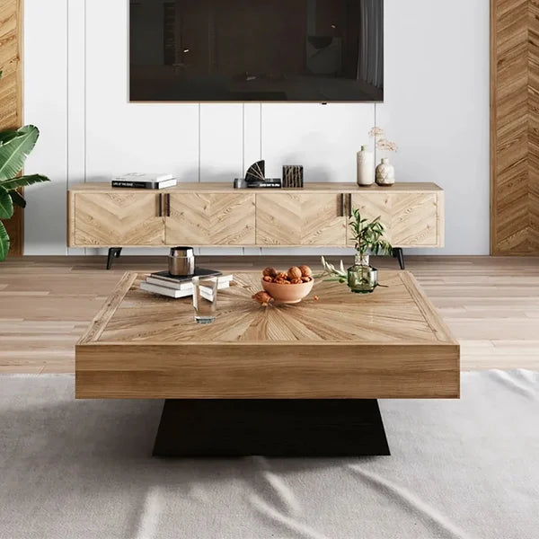 Japandi Square Wood Coffee Table