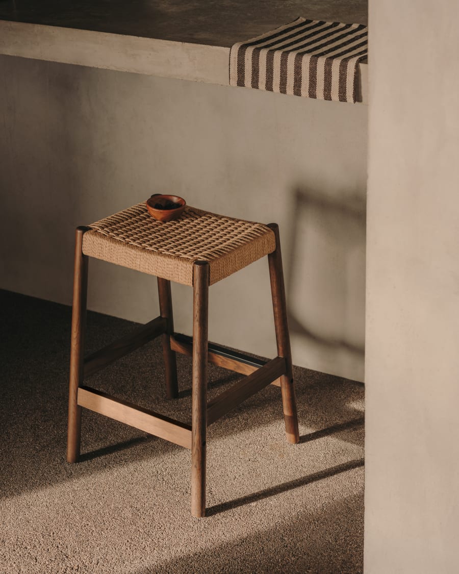 Japandi Walnut Stool Chair