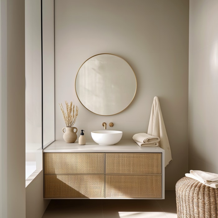 Japandi Round Wall Mirror