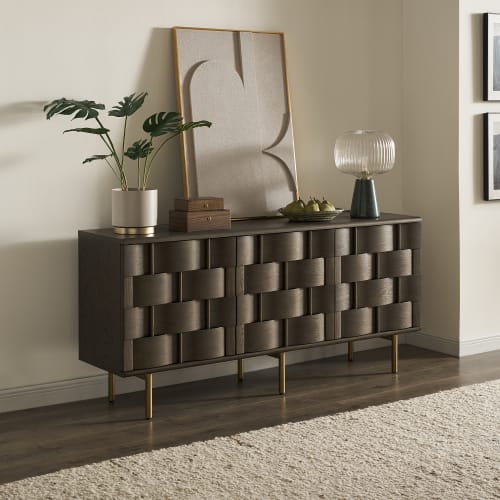 Japandi Caramel Wood Sideboard