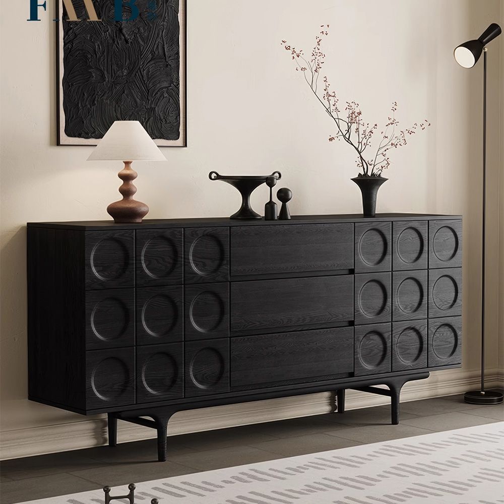 Japandi Black Wood Sideboard