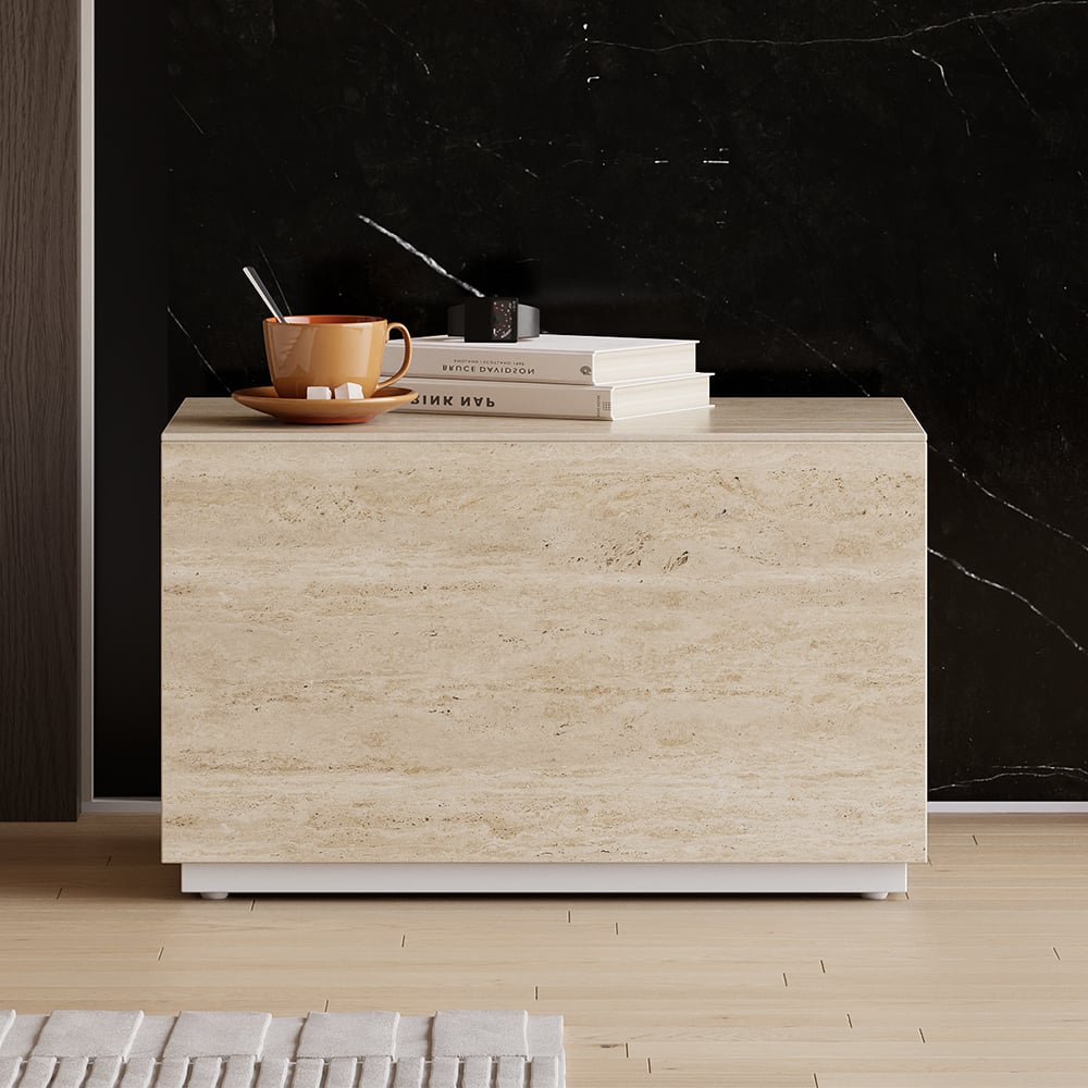 Japandi Travertine Nightstand