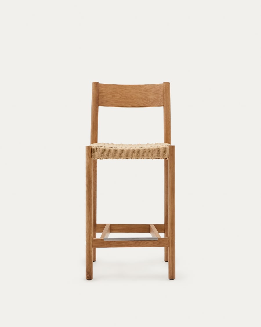 Japandi Wooden Stool Chair with Backrest