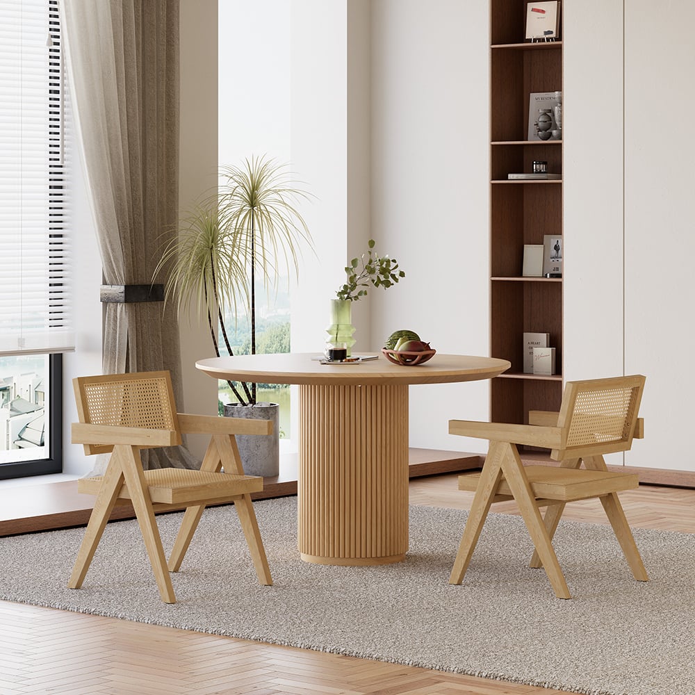 Japandi Small Round Wood Table