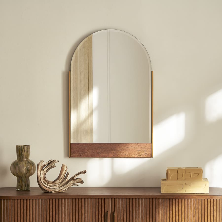 Japandi Travertine Mirror