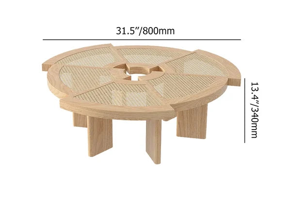 Japandi Round Rattan Coffee Table