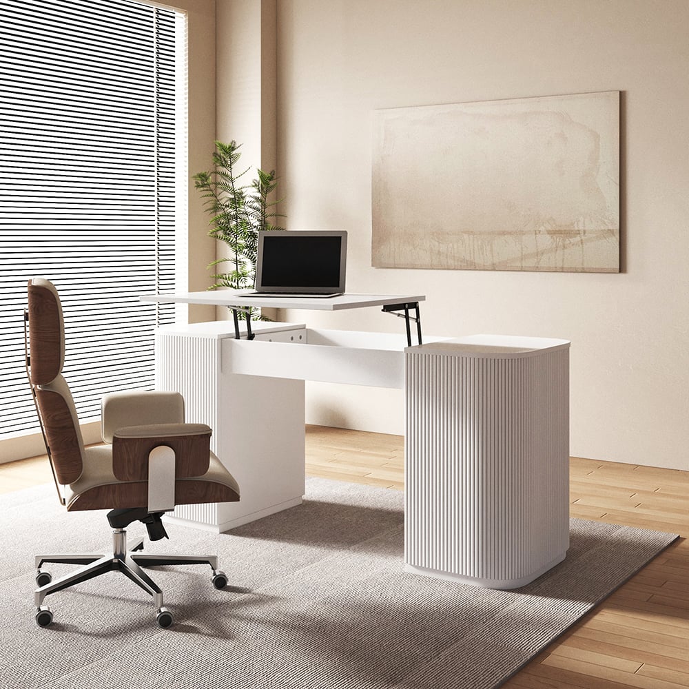 Japandi White Desk