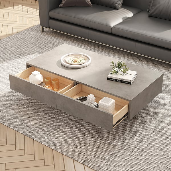 Japandi Concrete Gray Coffee Table