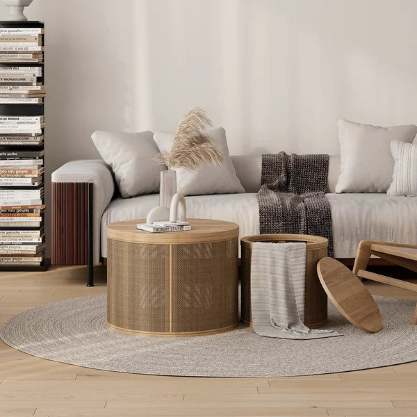 Japandi Rattan Coffee Table Set