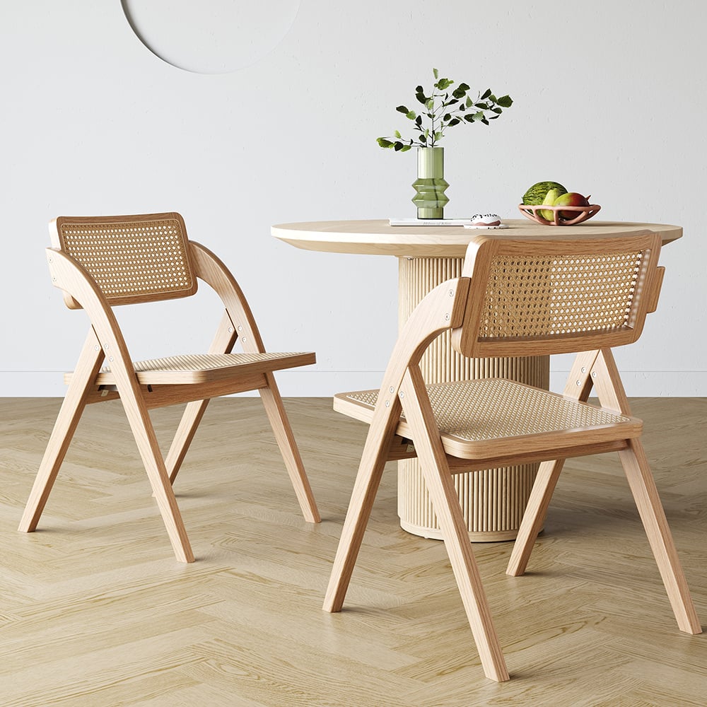 Japandi Rattan Folding Chair (x2)