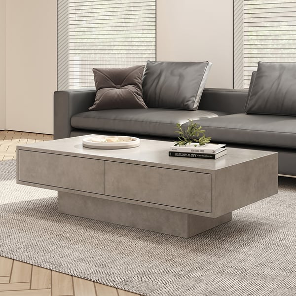 Japandi Concrete Gray Coffee Table