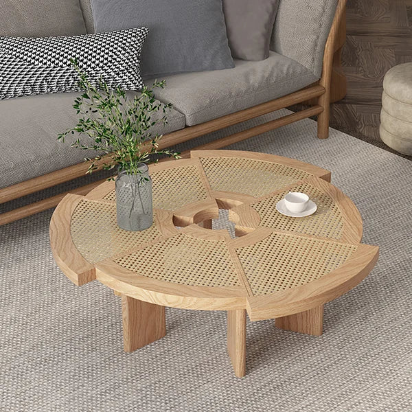 Japandi Round Rattan Coffee Table