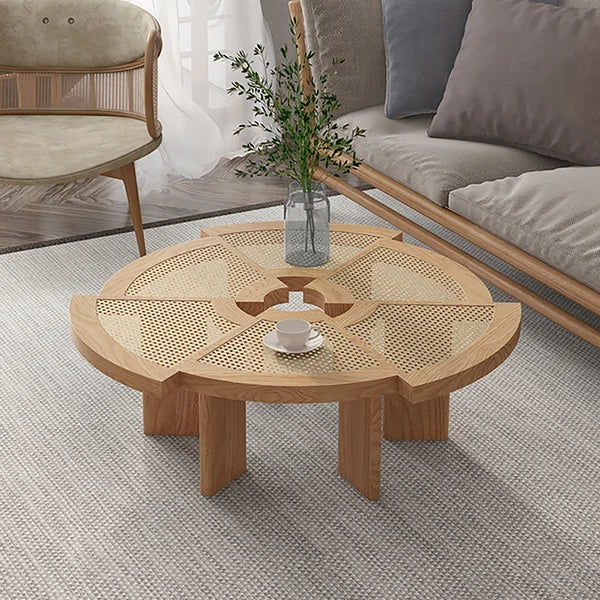 Japandi Round Rattan Coffee Table