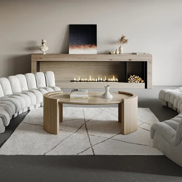 Japandi Travertine Coffee Table