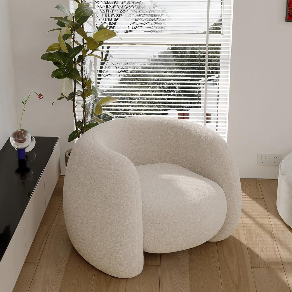 Japandi Curved Armchair